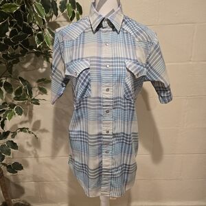 Vtg Pendleton High Grade Western Wear Shirt Multicolor Plaid Pearl Snap Sz M.